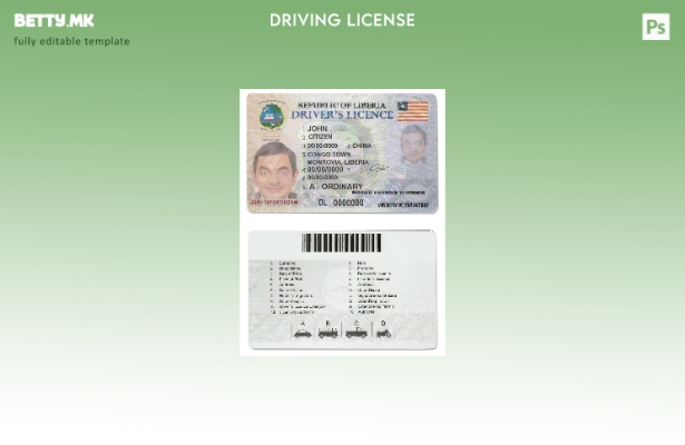 Шаблон за возачка дозвола од Либерија во модерен стил